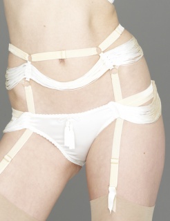 AW12 Inheritance String Spicy Fringed Silk Panties (Milk & Honey)